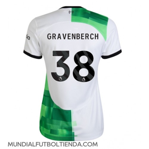 Camiseta Liverpool Ryan Gravenberch #38 Segunda Equipación Replica 2023-24 para mujer mangas cortas
